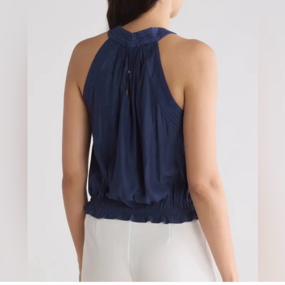 RAMY BROOK Isadora Halter Racerback Top Spring in Navy Blue - Picture 6 of 7